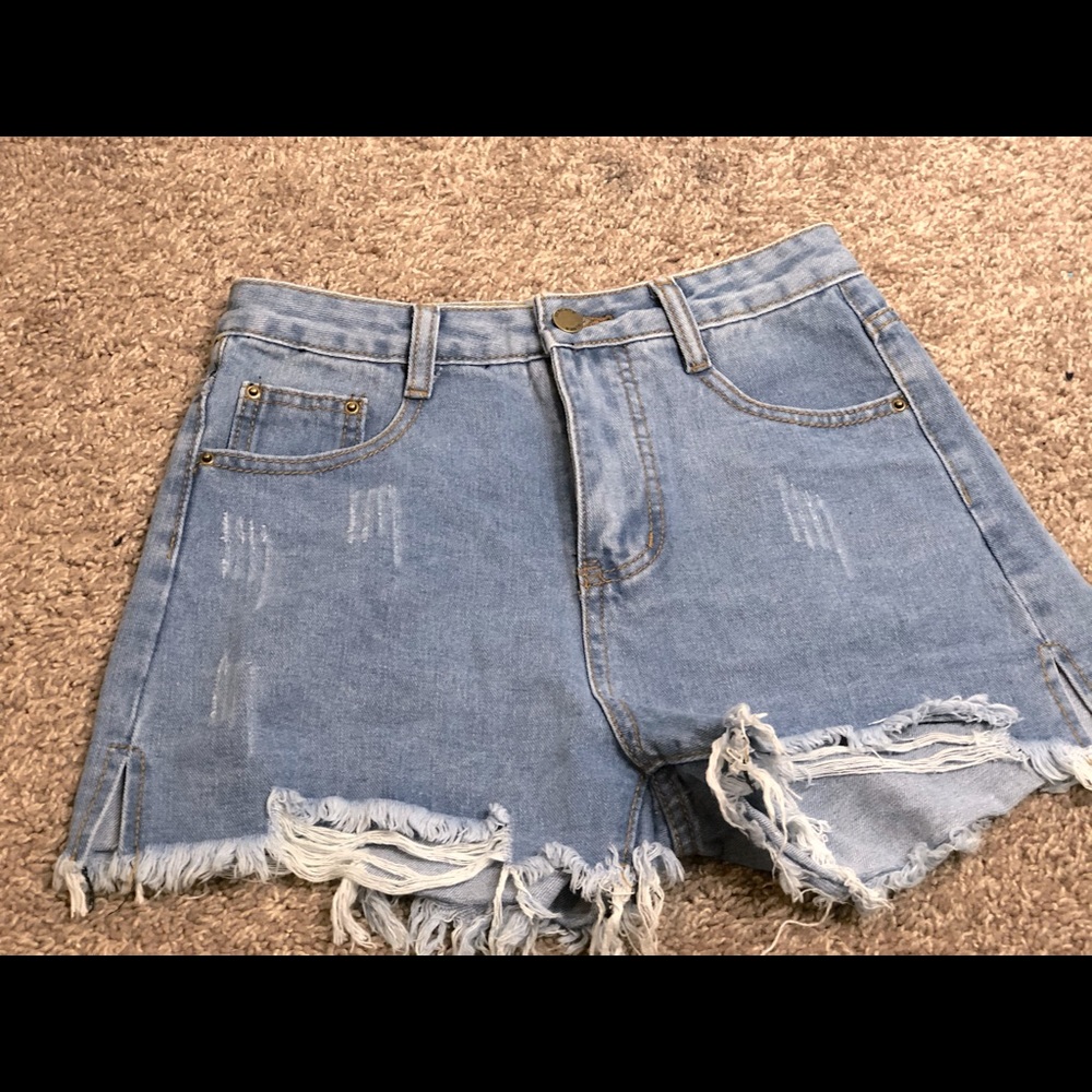 High waisted denim jean shorts